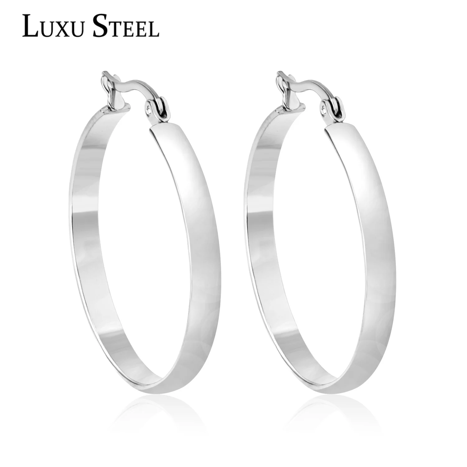 

LUXUSTEEL 10/20/30/40MM Hoop Earrings For Women Men Basic Punk Stainless Steel Circle Huggies Earrings Gold Color Silver Plated
