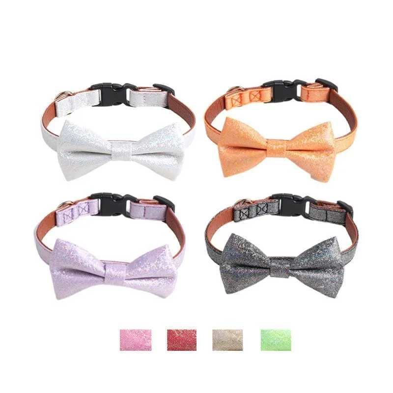 Бархатный галстук-бабочка для кошек модный из искусственной кожи чихуахуа с