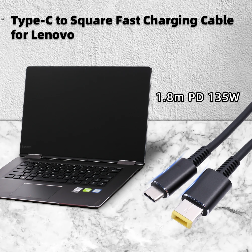 

Зарядный кабель PD 135 Вт с разъемом Type-C на квадратный, 1,8 м
