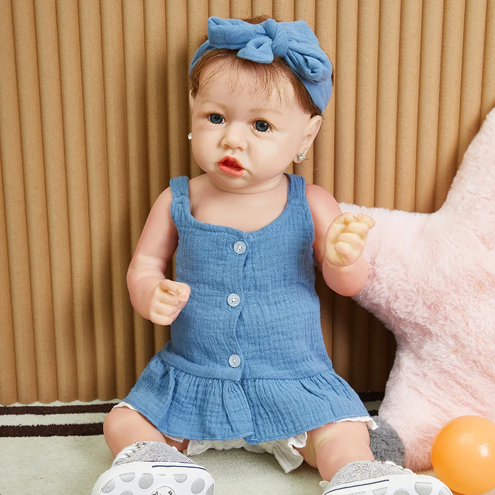 

58CM Saskia Reborn Dolls 3D Painted Lovely Baby Reborn With Rooted Hair Doll Toys For Children Muñecas Bebé Reborn