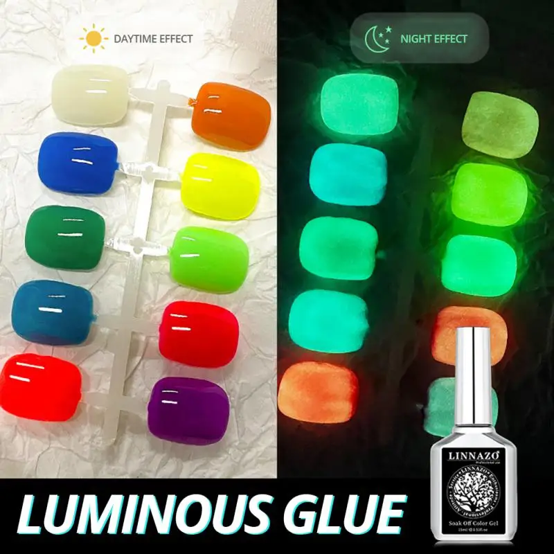 

Luminous Gel Nail Polish Glow In Dark Fluorescent Neon UV LED Nails Gel Soak Off Manicuring UV Gel Nail Art Varnish 15ml