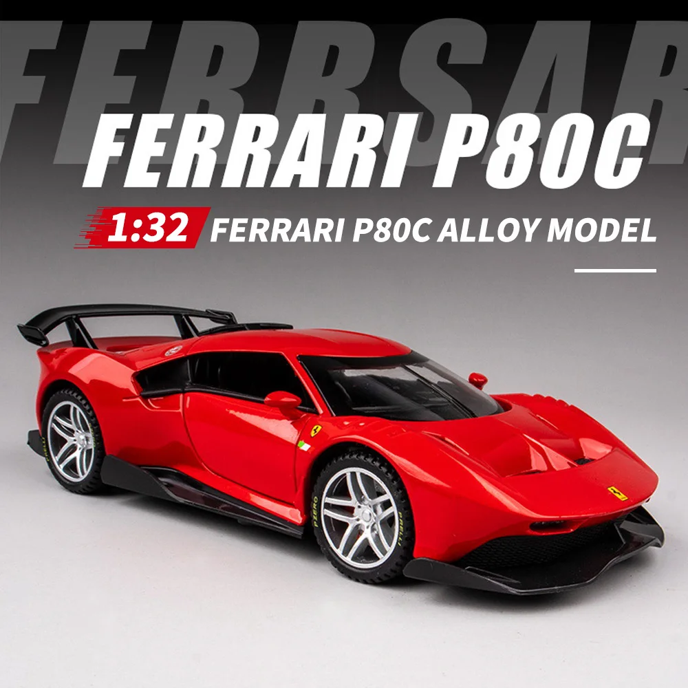 

1/32 P80C Alloy Sports Car Model Miniature Car Simulation Die-Casting Sound And Light Children'S Toys Boys Collectibles Gifts