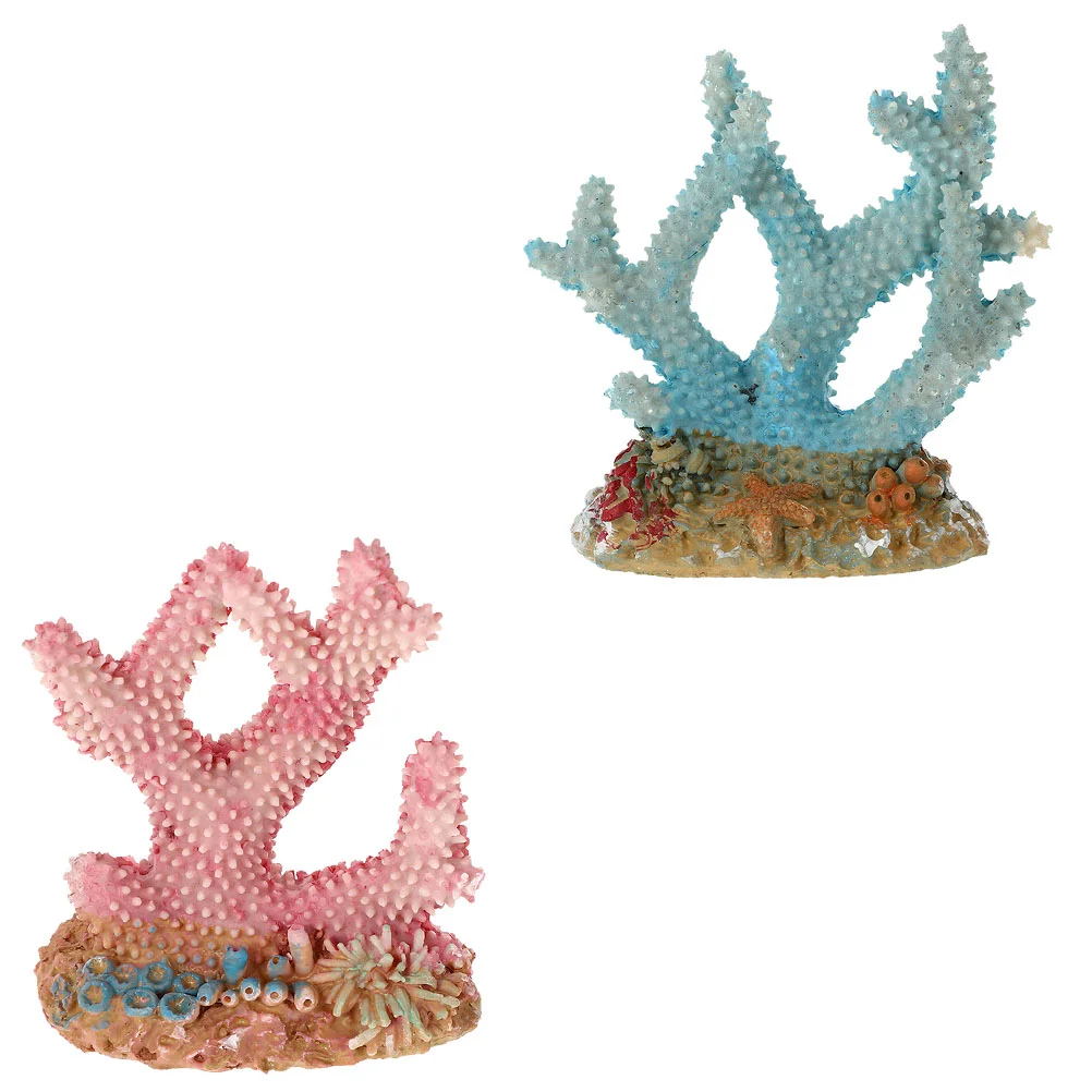 

2Pcs Fish Tank Coral Ornament Artificial Coral Sculpture Resin Coral Statue