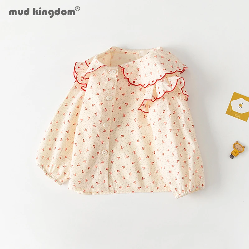 

Блузка для маленьких девочек с отложным воротником и цветочным принтом