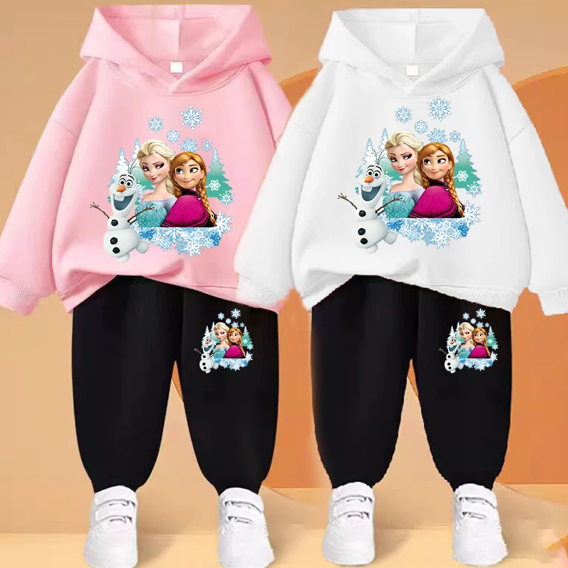 Детский спортивный костюм с принтом принцессы Эльзы Диснея толстовки топ и брюки