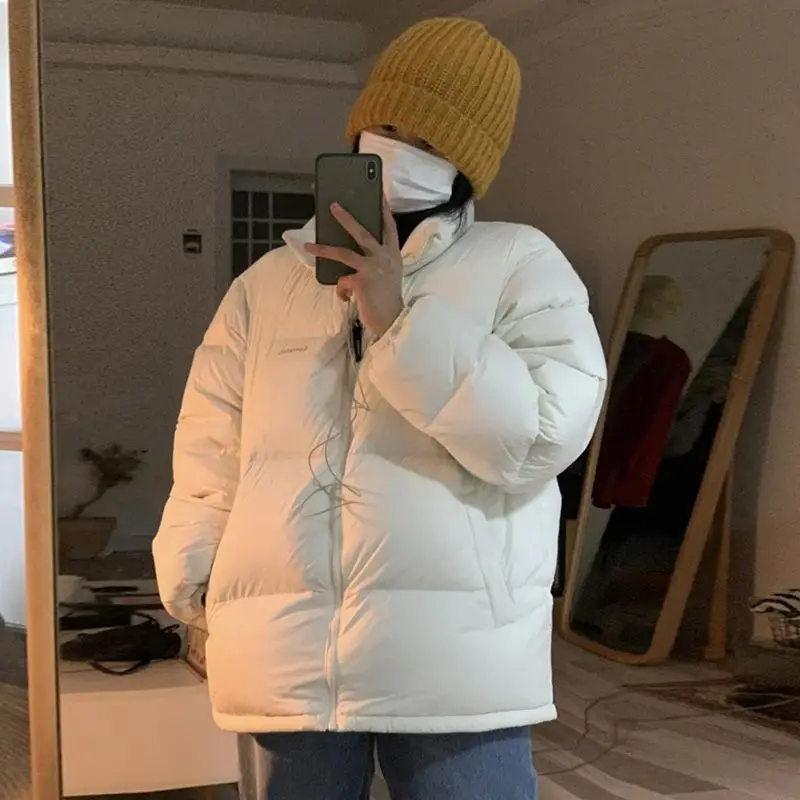 Women 2023 New Winter Korean Elegant White Duck Down Jackets Fashion Casual Loose Solid Warm Long Sleeve Coats Outwear C76