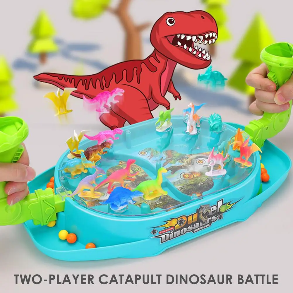 

Children's Catapult Pinball Toy Desktop Dinosaur Vs Catapult Parent-child Interactive Table Game 2-player Battle Pinball Game
