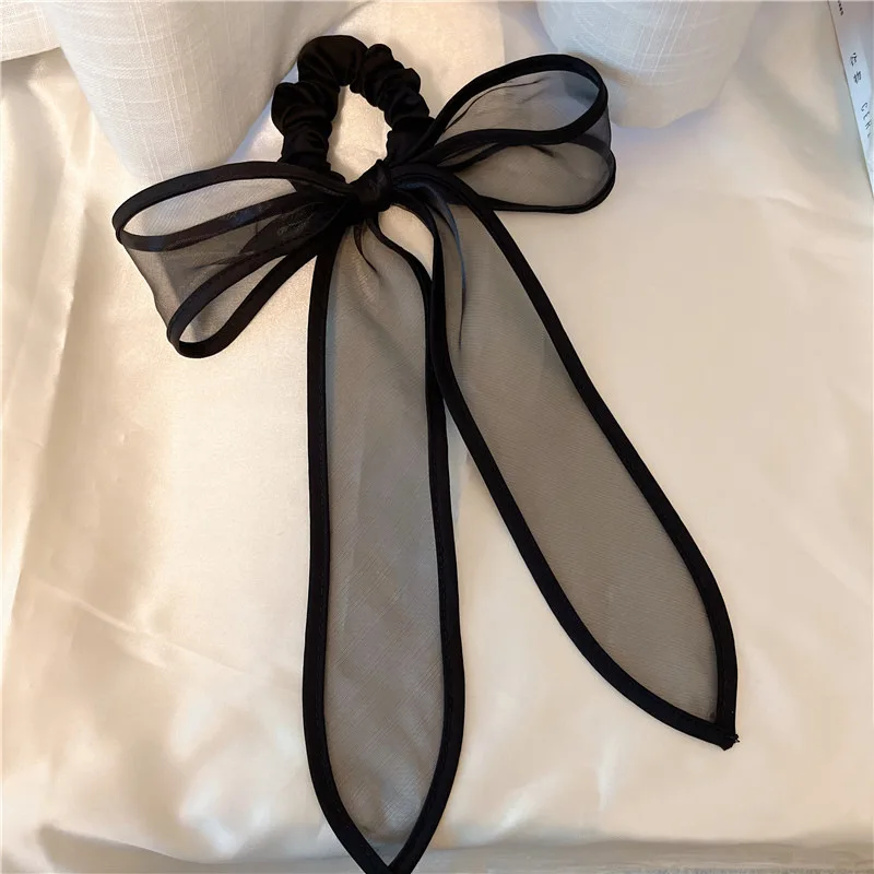 Роскошные Черные Сетчатые резинки для волос элегантные банты завязки с