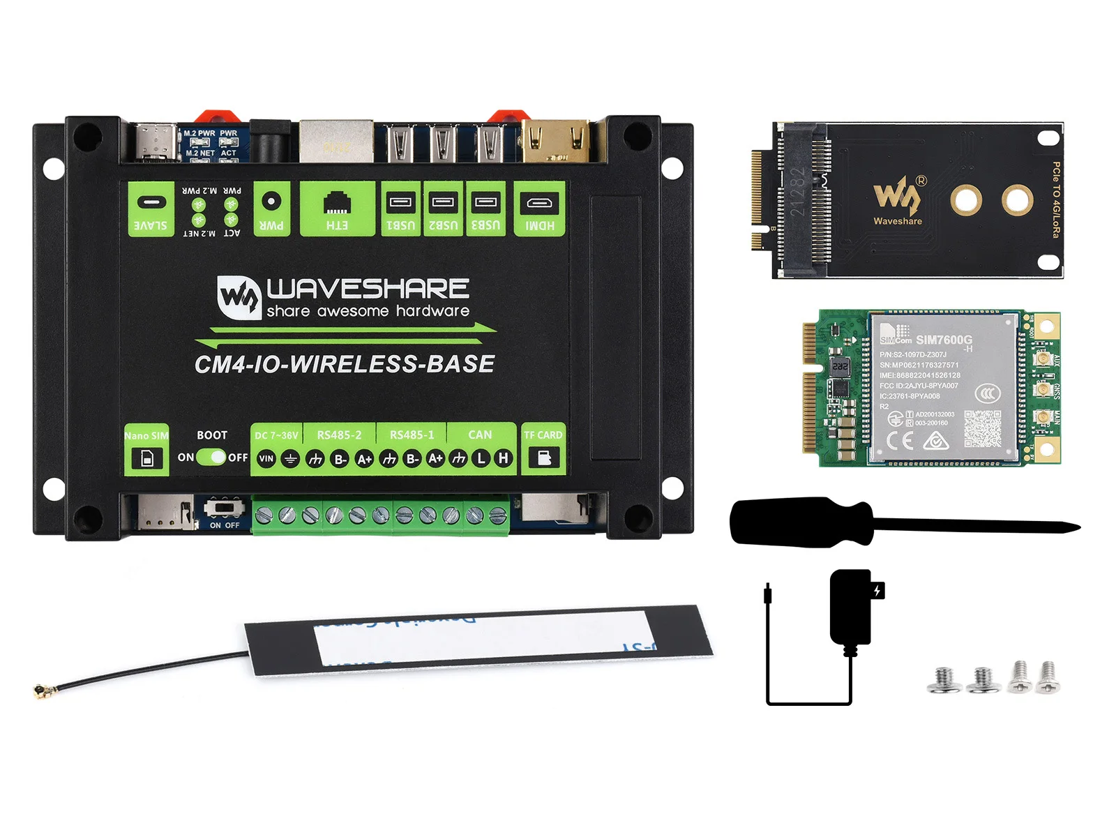 Фото Модуль беспроводного расширения Waveshare Industrial IoT, поддержка 4G/5G/LoRa, несколько интерфейсов, для вычислительного модуля Raspberry Pi 4 №1