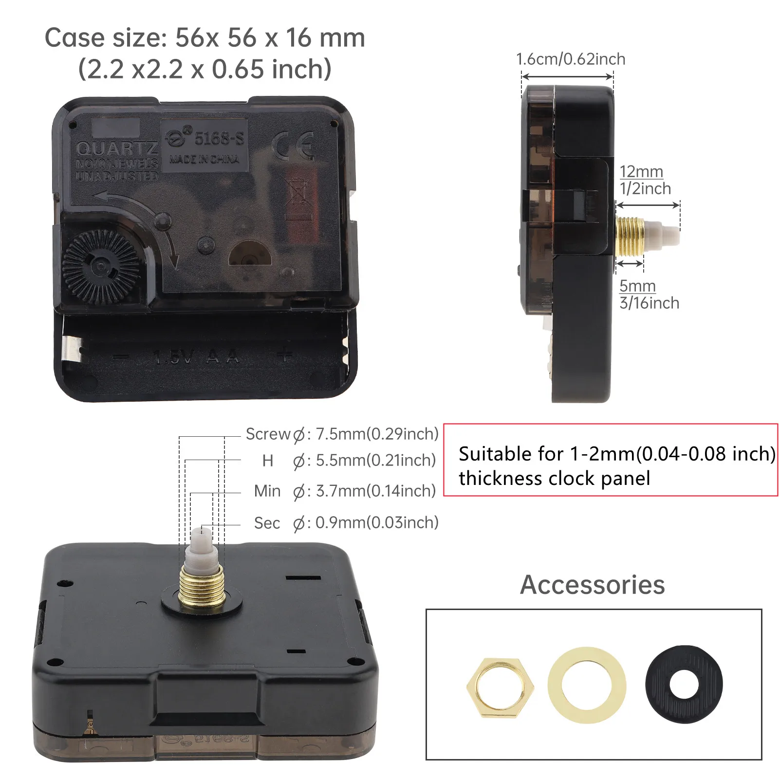 

Кварцевый механизм для настенных часов 12/16/18/22 мм