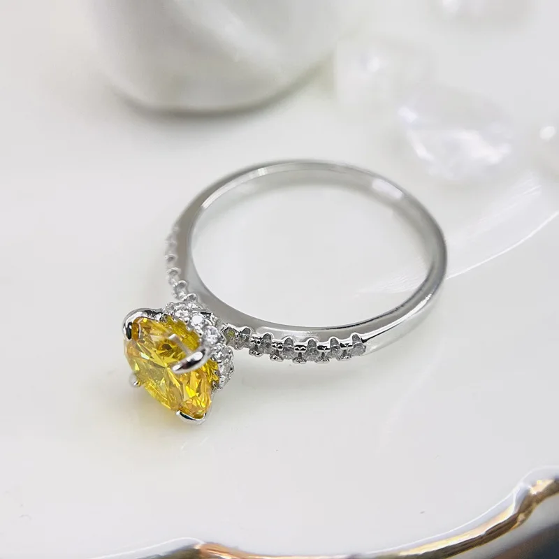 

925 Silver Sterling Jewelry Yellow Topaz Ring for Women Bohemia Wedding Bands Topaz Sterling Silver Rings Anillos De Anel Box