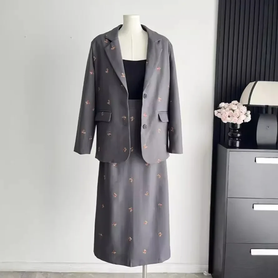 LiixuОсенняя элегантная элитная куртка Feelsuit утягивающая юбка с высокой талией