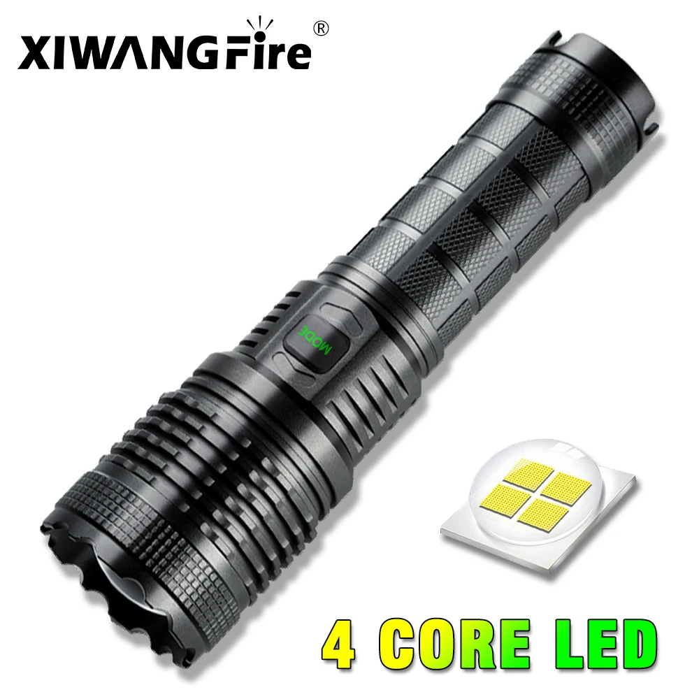 

Xiwangfire 4core LED Powerful Flashlight TYPE C USB Rechargeable Torch Power Display Aluminum Alloy Outdoor Waterproof LED Torch