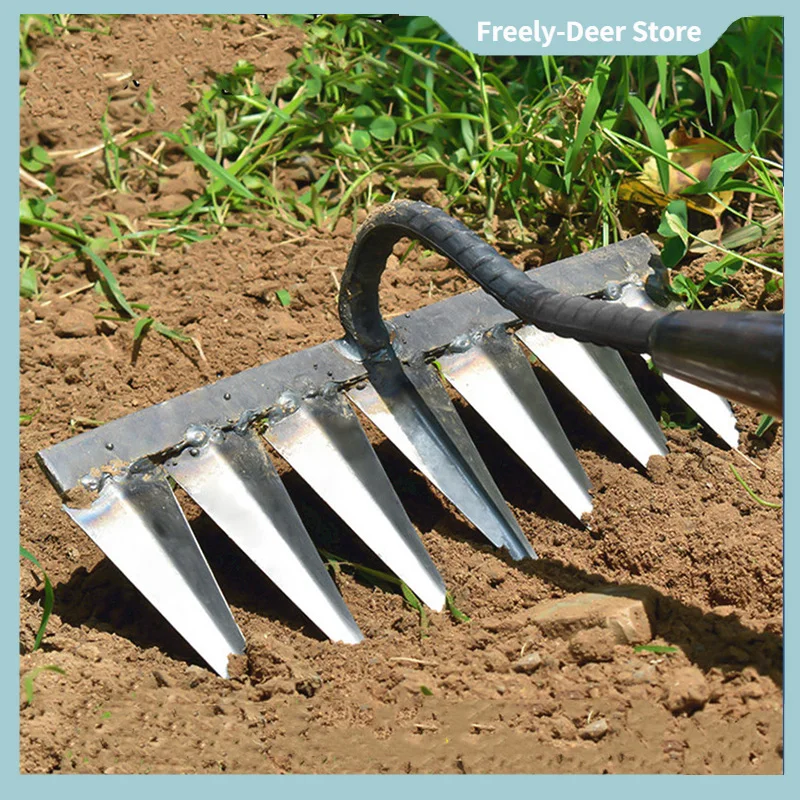 Hoe Weeding Rake Farm Tool Weeding and Turning The Ground Loose Soil Nail Rake Tool Harrow Agricultural Cultivator Garden Tools