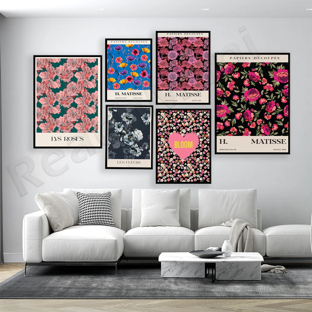

Matisse Flower Market Print, Wildflowers, Bold Pink and Red Flowers, Matisse Plants, Aesthetic Flowers Floral Poster