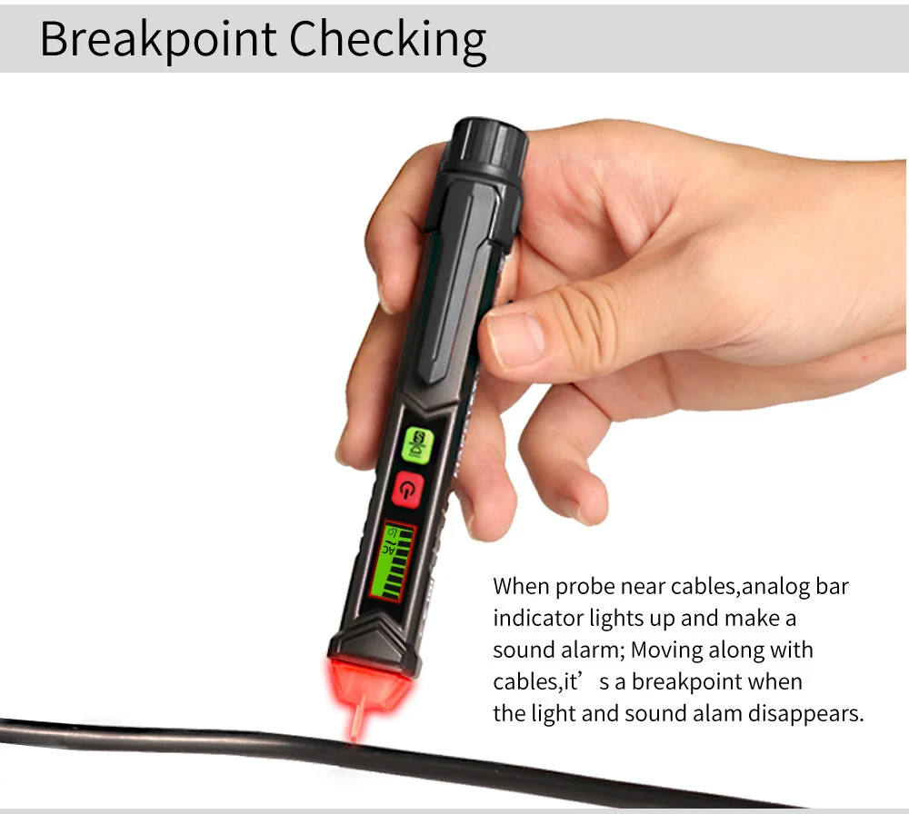 

ET8900 12~1000V AC Voltage Tester Pen with Dual Range Sensitivity Flashlight Non Contact Voltage Test Fire line Null line Detect