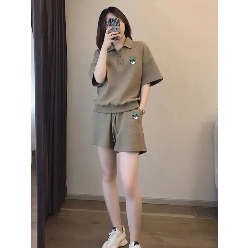 

2023 Golf Top Golf Shorts Suits 2 piece Set Women's Golf Wear Summer Golf Suits Horse Golf Wear Women Polo T shirt Tennis Shorts