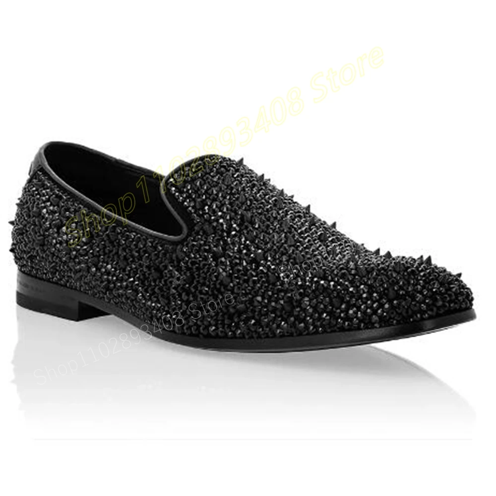 Crystls декор Мужская классическая обувь деловая женская круглый носок плоская