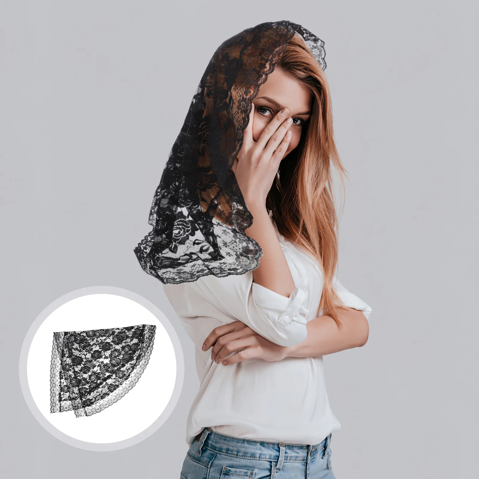 

Veil Veils Lace Head Catholic Church Scarf Covering Mantilla Black Chapel Women Mass Funeral Floral Para A La Iglesia Velos Ir