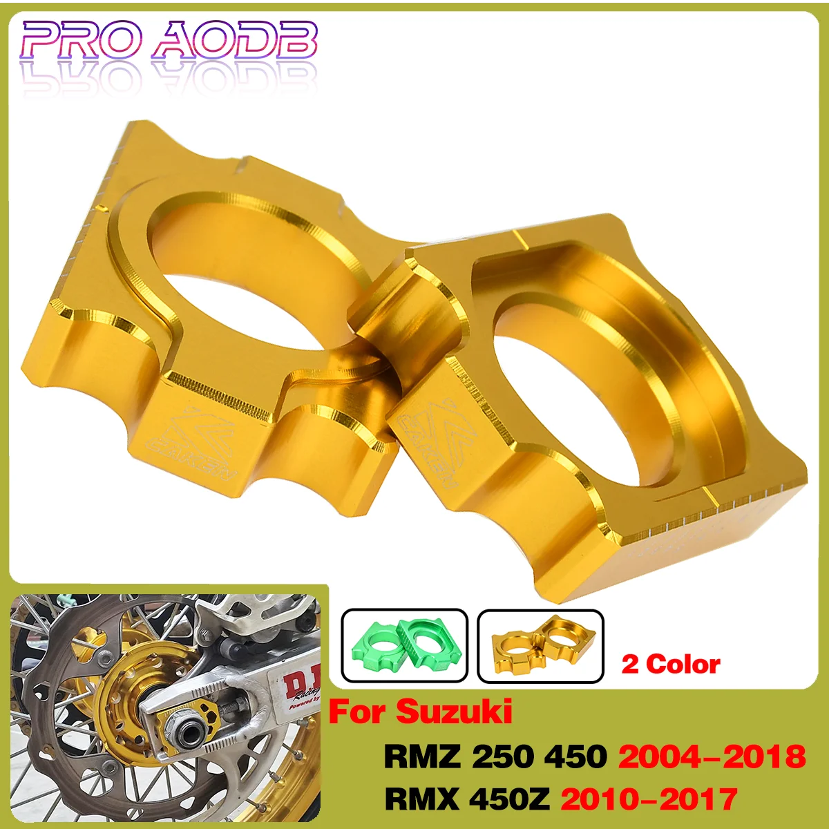 PRO AODB Мотокросс Алюминиевые блоки заднего моста для Suzuki RMZ 250 450 RMX 450Z Kawasaki KX 125 250F 450F