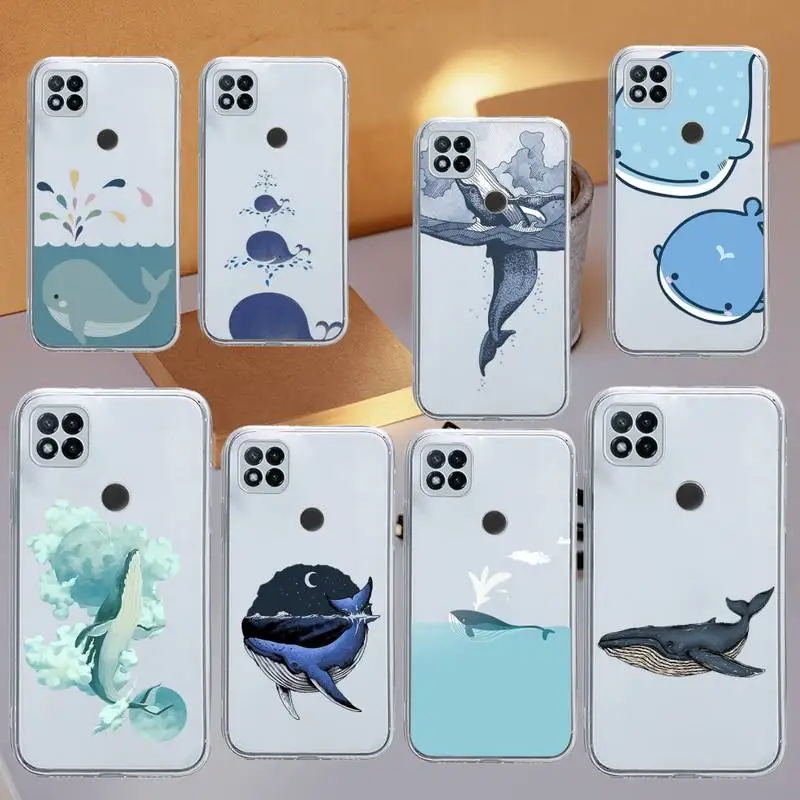 

Cute cartoon Ocean whale animal Phone Case Transparent for Xiaomi redmi note x f poco 10 11 9 7 8 3 i t s pro cover shell coque