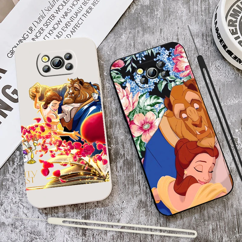 

Beauty and the beast disney For Xiaomi Mi Poco X4 X3 C40 C31 C3 M4 M3 F4 F3 GT Pro NFC Soft Liquid Rope Cover Phone Case
