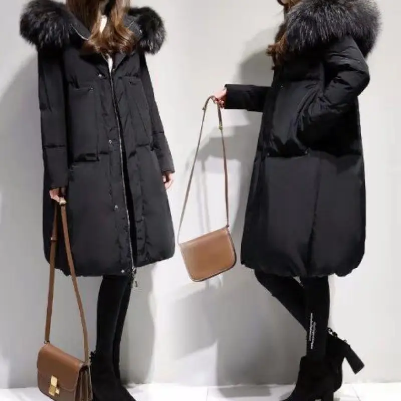 Women's Winter Coats Cotton Coats Long Korean Style Fashion Loose Warm Thickened Cotton Coats Padded Jackets