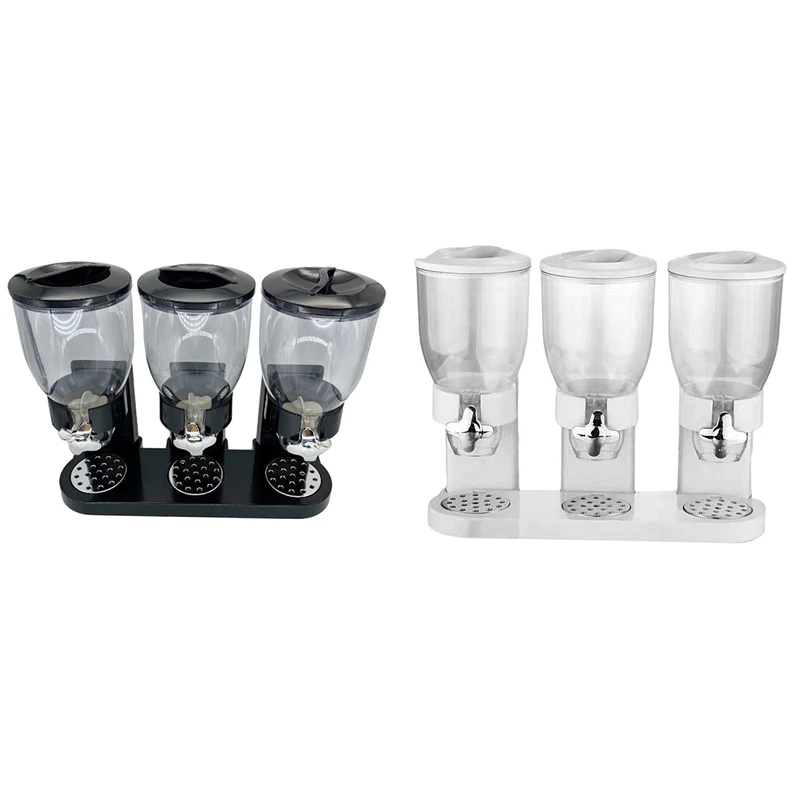 

BMDT-Cereal Dispenser Triple Dry Food Dispenser Container Storage Machine Plastic Oatmeal Nuts Container Box Holds Food