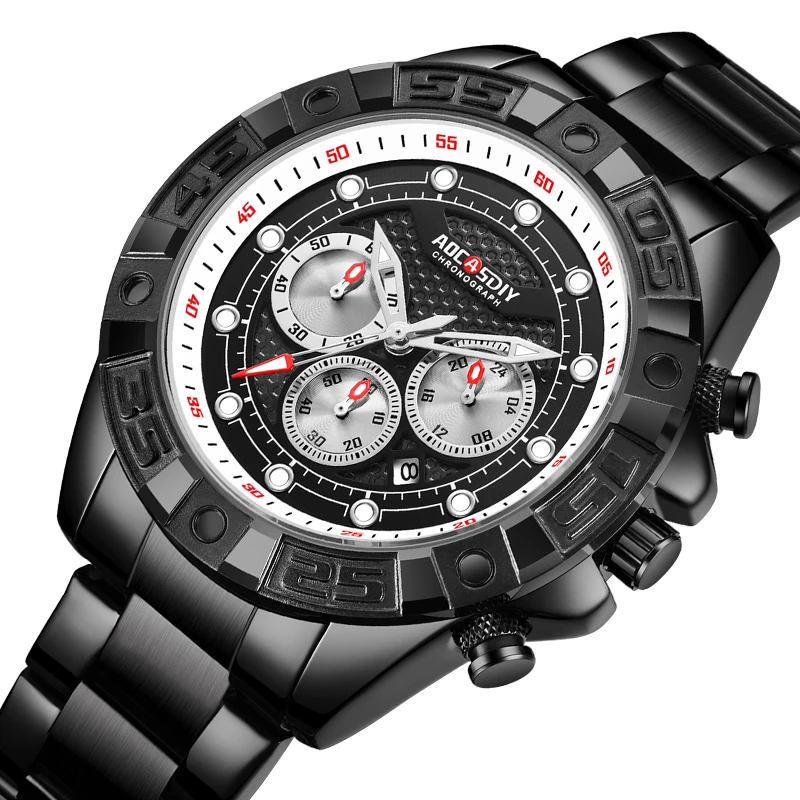 Мужские водонепроницаемые кварцевые часы AOCASDIY из нержавеющей стали
