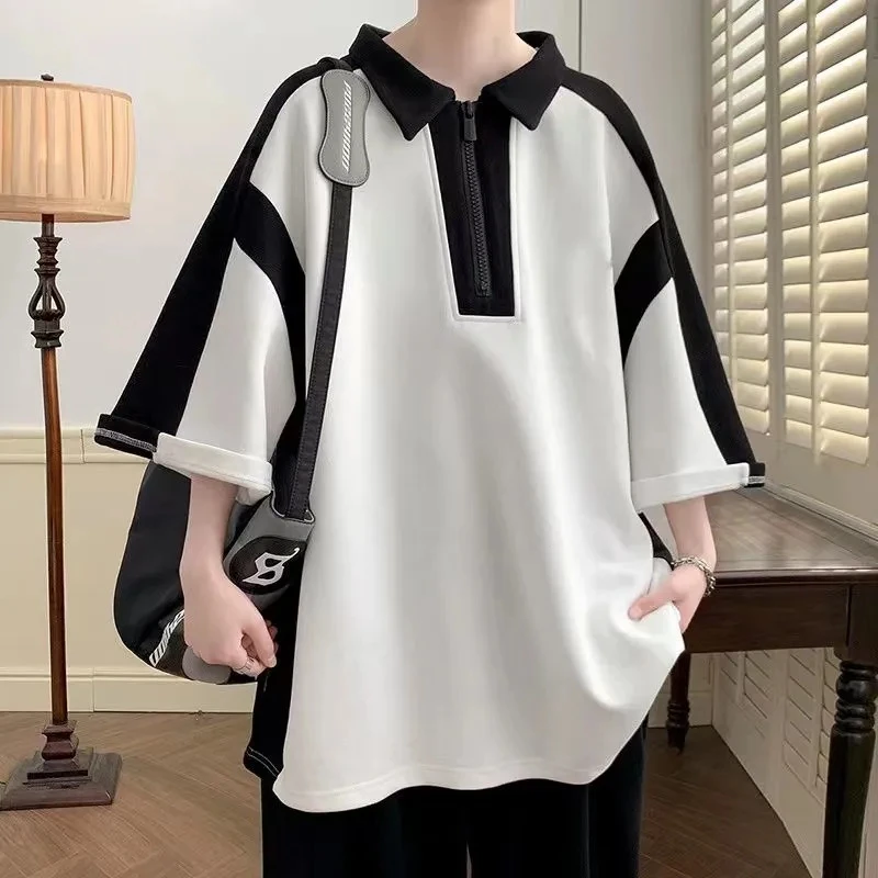 

Summer Solid Casual Sport Polo Shirts Men's Top Simple Pullover Short Sleeve Golf Wear College Style Stripe