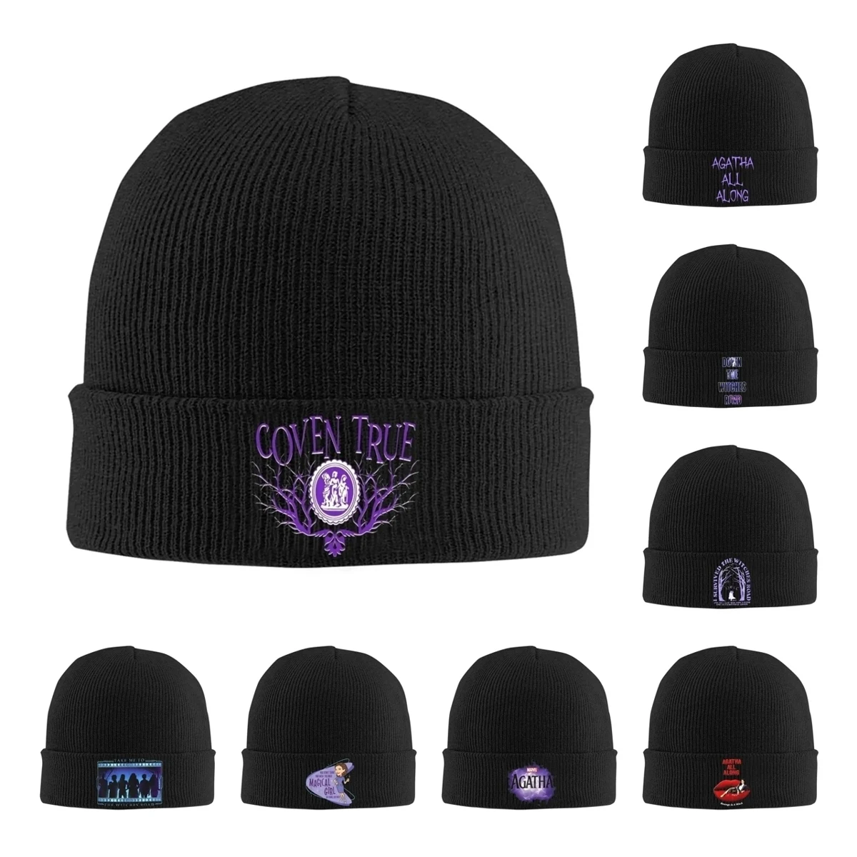 Agatha All Along Movie Witch Вязаная шапка Шапка-бини Осенне-зимняя Теплая унисекс Новое