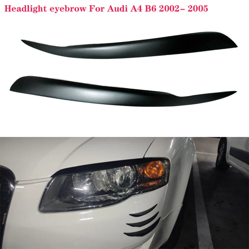 Купи Car Headlight Eyebrow Cover Trim Stickers Head Lamp Eyelid For Audi A4 B6 2002 2003 2004 2005 A4 Glass Carbon Fiber Eyebrow за 1,702 рублей в магазине AliExpress