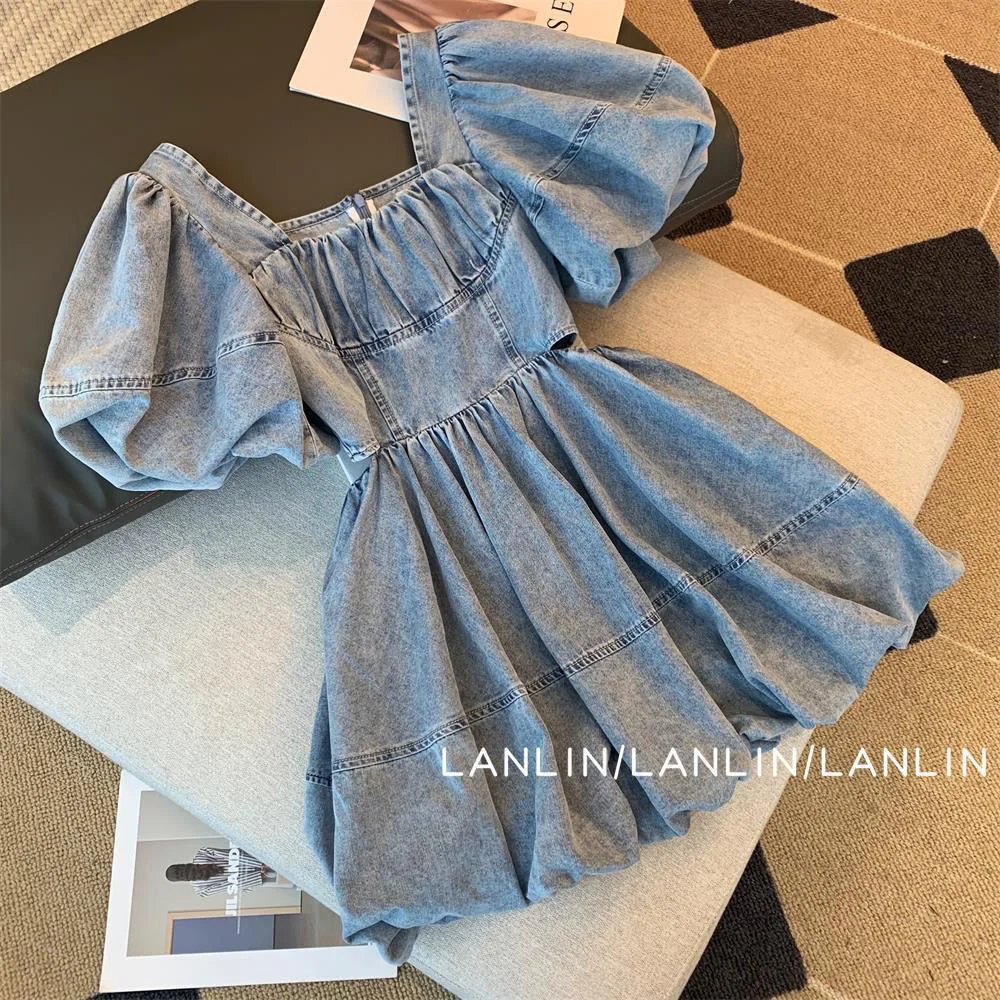 

Розничная продажа 2023, летнее джинсовое платье для девочек-подростков, праздничная Модная Джинсовая одежда для принцесс