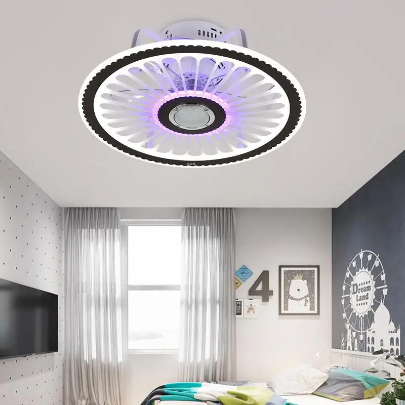 

Modern Led Ceiling Fans With Light RGB Buletooth Music Ceiling Lamp With Fans Remote Control + APP 110V 220V Smart Ceiling Fans