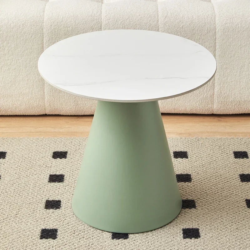 Круглые белые фотообои современный дизайн гостиная кофейные столики в