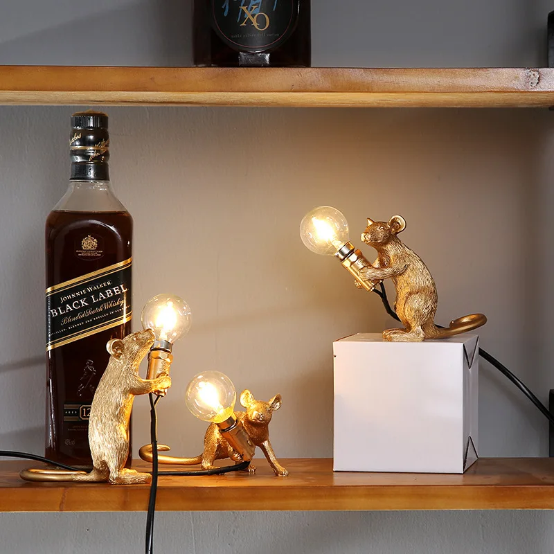 Светодиодные Настольные мини-светильники из смолы в форме мыши освещение для