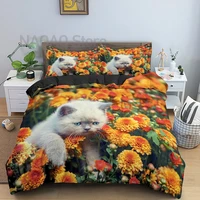 cat bedding sets for kids boys girls animal print duvet cover set comforter quilt cover single twin full queen king size