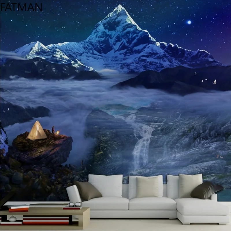 

Фреска FATMAN 3D на заказ Dreamland, фон звездного леса мечты, обои для детской комнаты, синее украшение для дома, ткань для стен, Прямая поставка