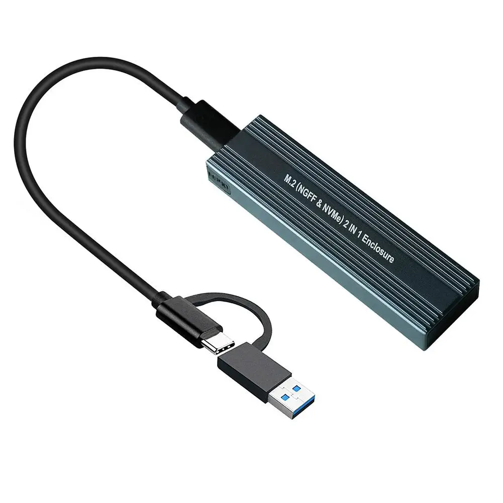 

Чехол для SSD M.2 NVME/SATA, чехол с двойным протоколом NGFF SATA протокол Type-c, чехол для мобильного жесткого диска M.2 Sata Nvme 2230/2242/2260/2280 SSD
