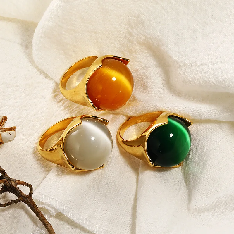 

Wedding Engagement Artificial Cat Eye Stone Stainless Steel Rings For Women Man Fashion Jewelry Anel Masculino Drop Shipping