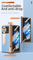 vivo x fold electroplated hinged leather phone case hidden stand covered with tempered glass film pencil slot box