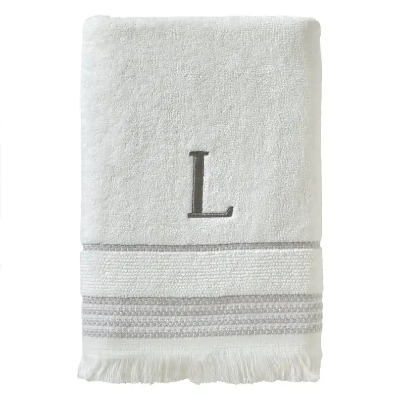 

Monogram Bath Towel, "L", White