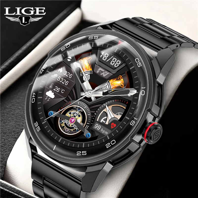 

LIGE NEW 2022 Men Smartwatch Women AMOLED Full Touch Screen 330mah Battery Heart Rate Fitness Sports Smart Watch For Android IOS