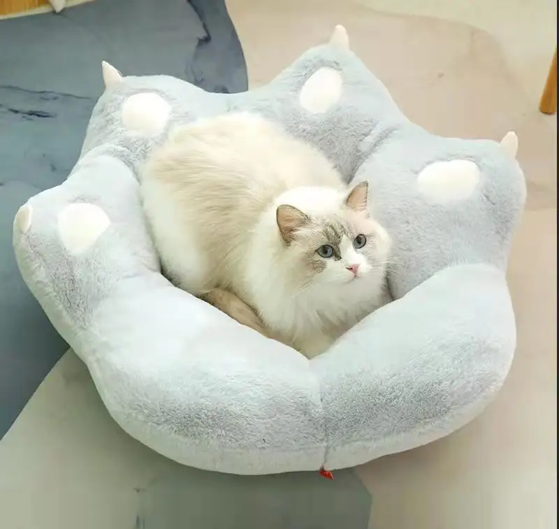 

Small dog kennel Creative cat paw plush cat litter winter warm general round kennel cat litter cat bed