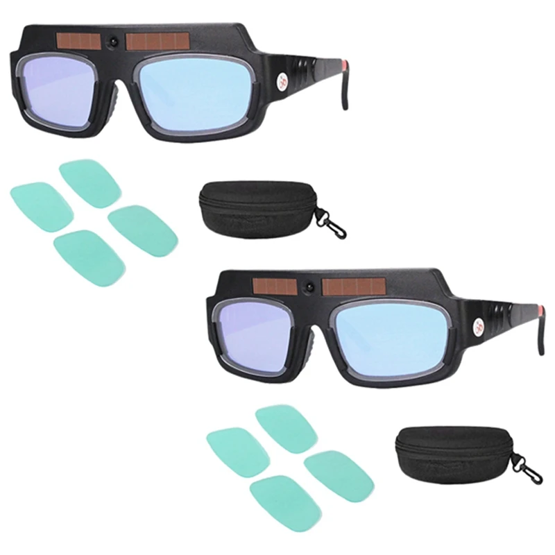 

8X Solar Powered Auto Darkening Welding Mask Helmet Goggles Welder Glasses Arc Anti-Shock Lens With Storage Case