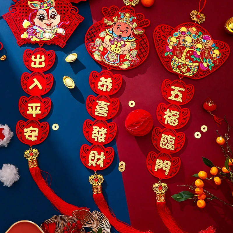 

2023 кролик китайский новогодний декор дверь подвеска Весенний фестиваль макет Праздничная дверь трехмерный иероглиф фу подвеска