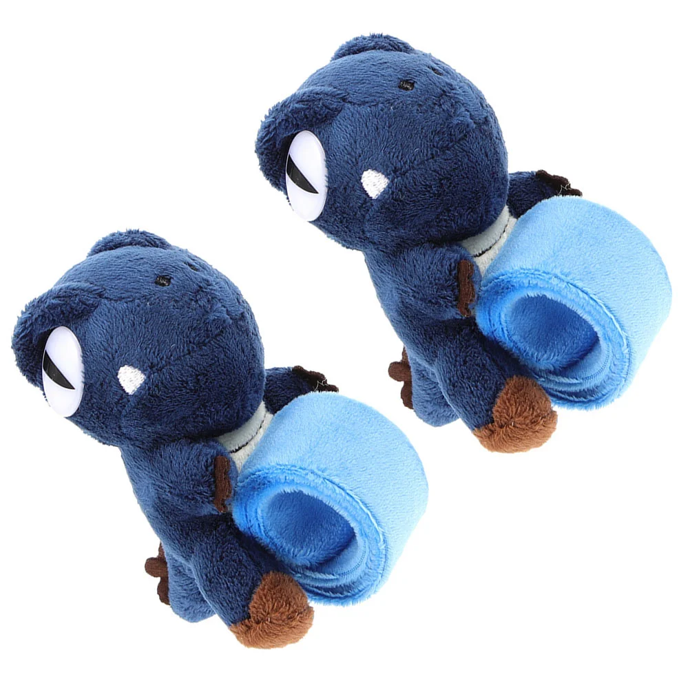 

2 Pcs Dinosaur Circle Slap Bands Animal Bracelet Wrist Bracelets Plush Pattern For Party Wristbands Child Kids