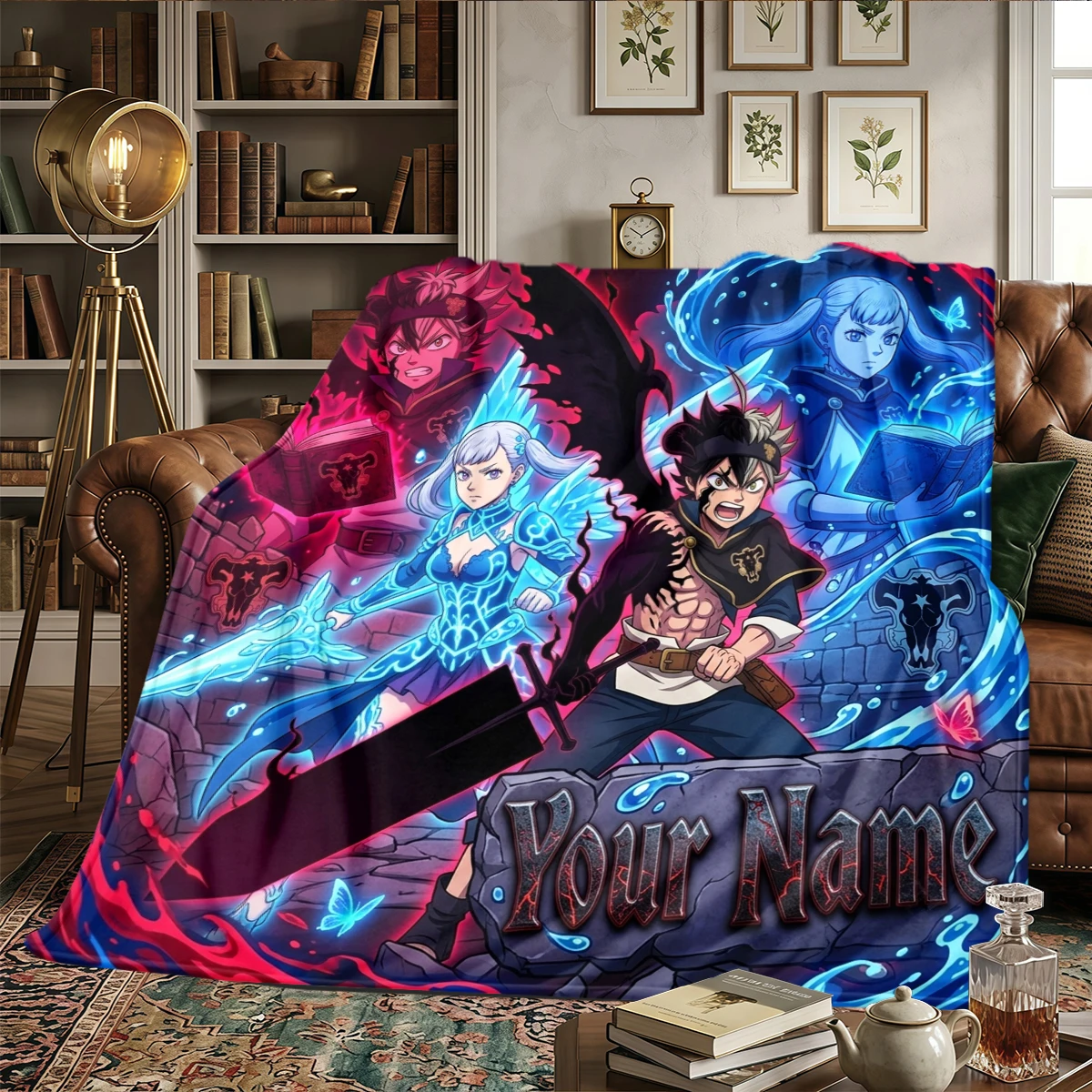 Плед из фланели с принтом Black Clover на заказ - теплый, для спальни, дивана, кровати, кресла, пикника, путешествий - HE2 (art.: 3920daedd3c40) - 3920daedd3c40
