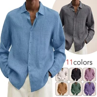 mens linen blouse long sleeve buttons summer solid comfortable pure cotton and linen casual loose holiday shirts tee tops s 5xl