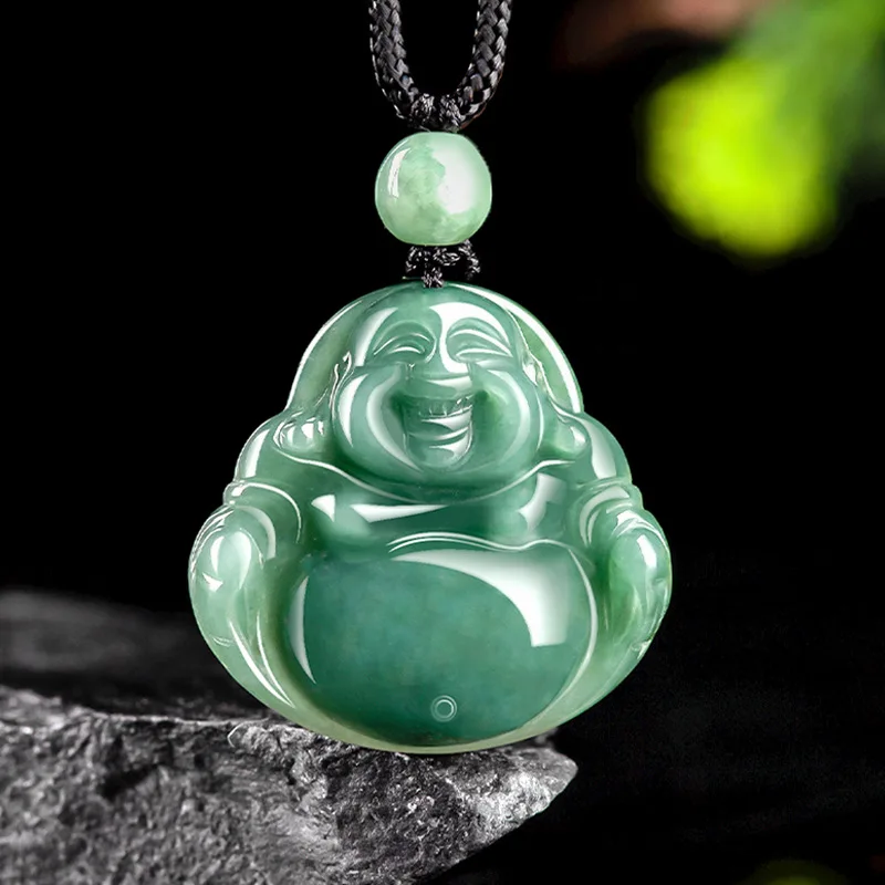 

Natural Myanmar A-grade Jade Oil Blue Buddha Pendant Ice Jadeite Type Charms For Men's Women's Jewelry Drop Shipping